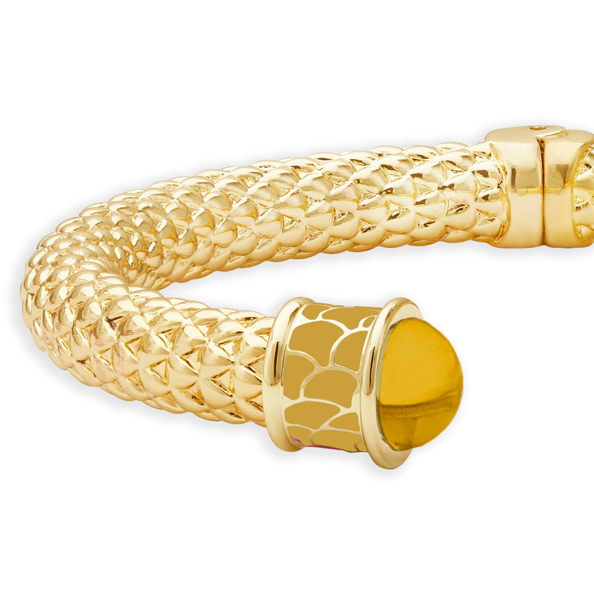 Halcyon Days Minoan Hinged Bangle in Citrine & Gold Women's Fine Bangle Bracelet, alternate view