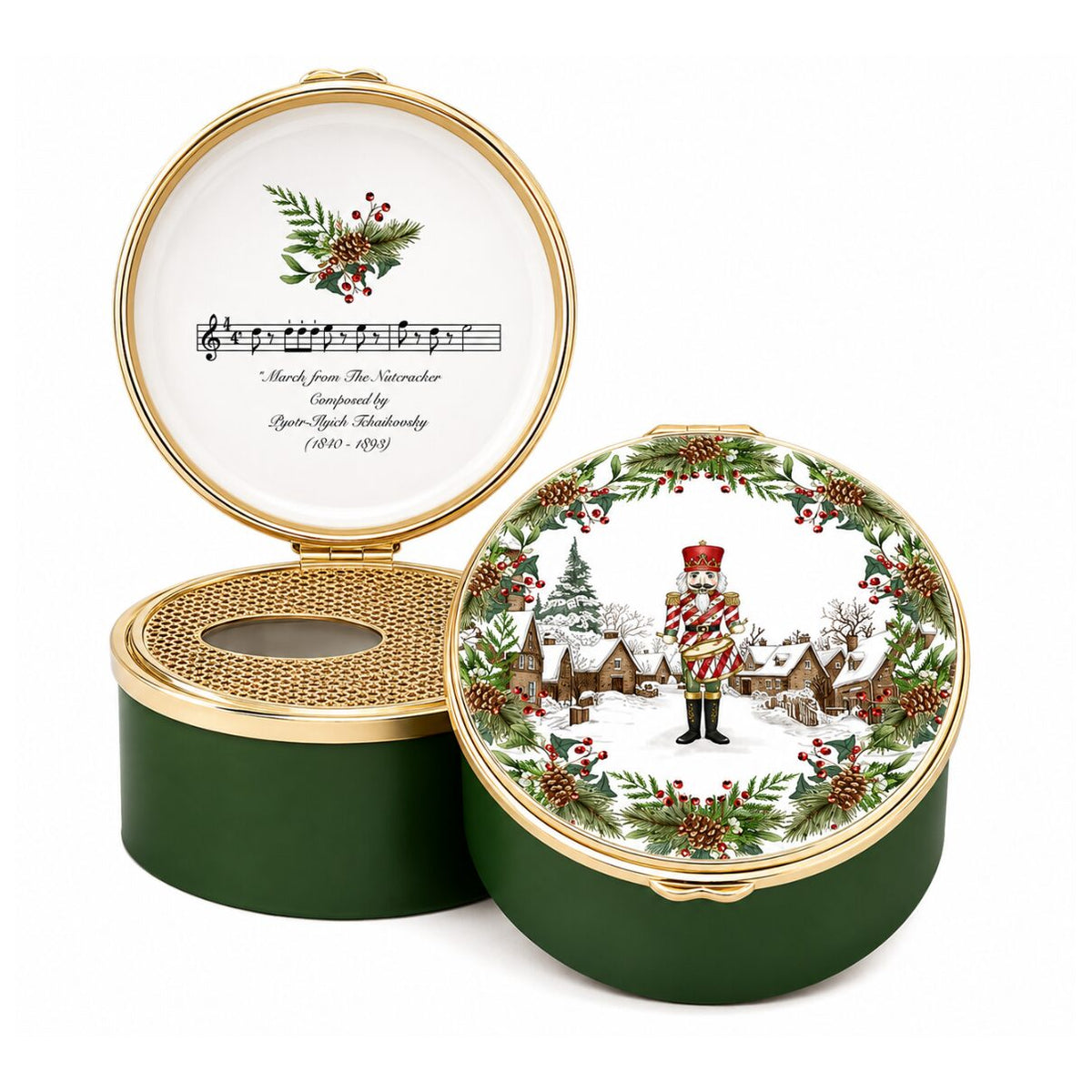Halcyon Days Nutcracker Drummer in the Snow - Musical Enamel Box
