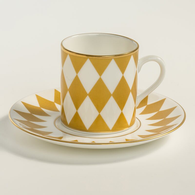 Halcyon Days Parterre Gold - Fine Bone China Coffee Cup & Saucer Box Set of 6, alternate view