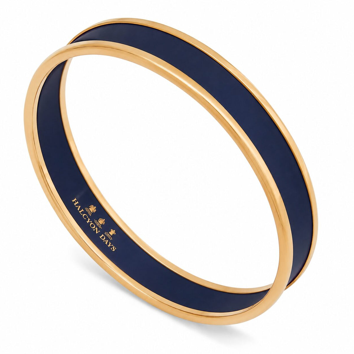 Halcyon Days Preppy Push-On Enamel Bangle in Navy & Gold, alternate view