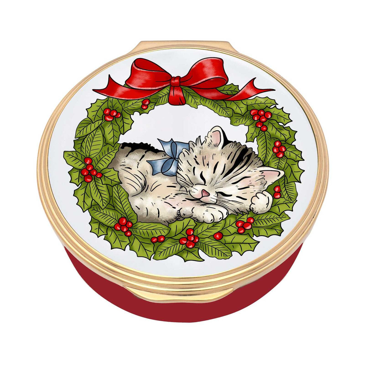 Halcyon Days Pussycat Wreath - Enamel Box