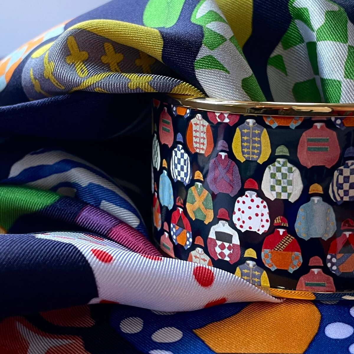 Halcyon Days Racing Silks - Enamel Cuff Bangle, alternate view