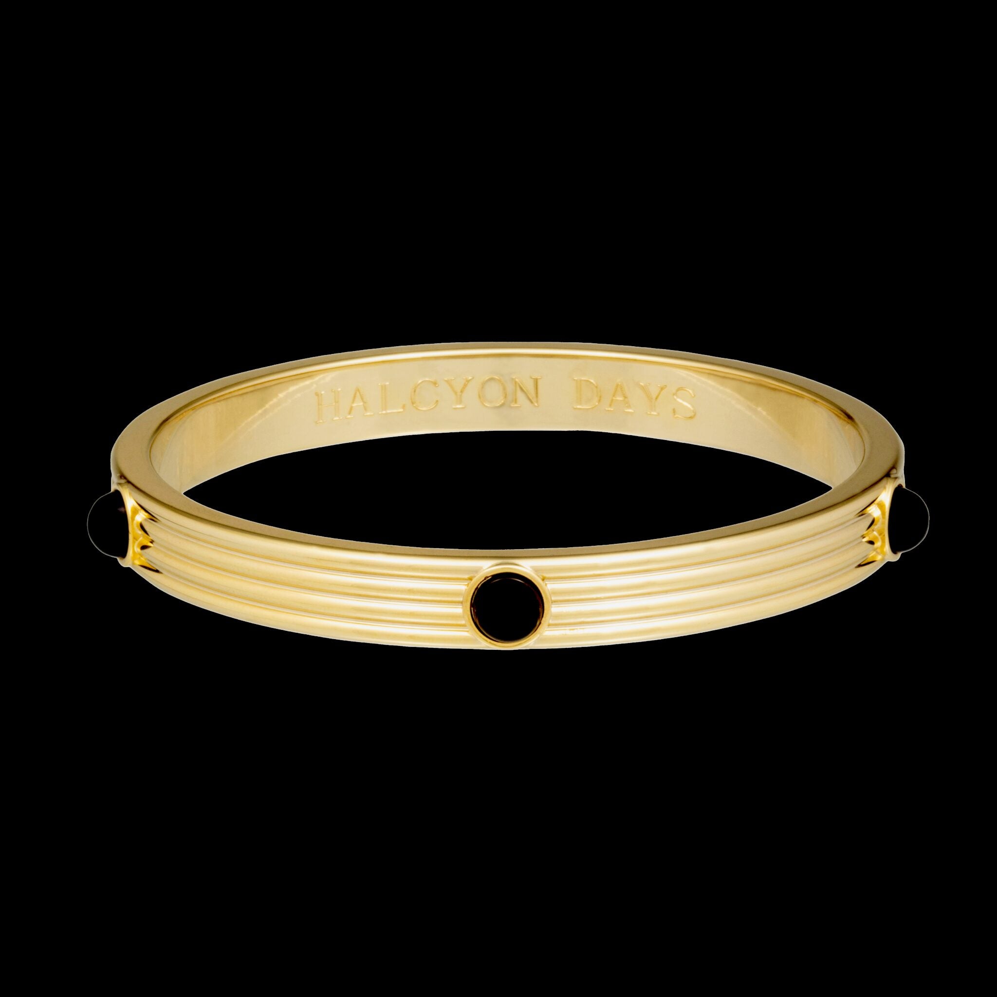 Halcyon Days Ribbed Cabochon Push-on Bangle in Black Women's Fine Bangle Bracelet