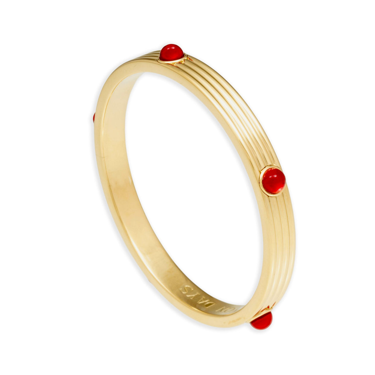 Halcyon Days Ribbed Cabochon Push-on Bangle in Ruby Women's Fine Bangle Bracelet, alternate view