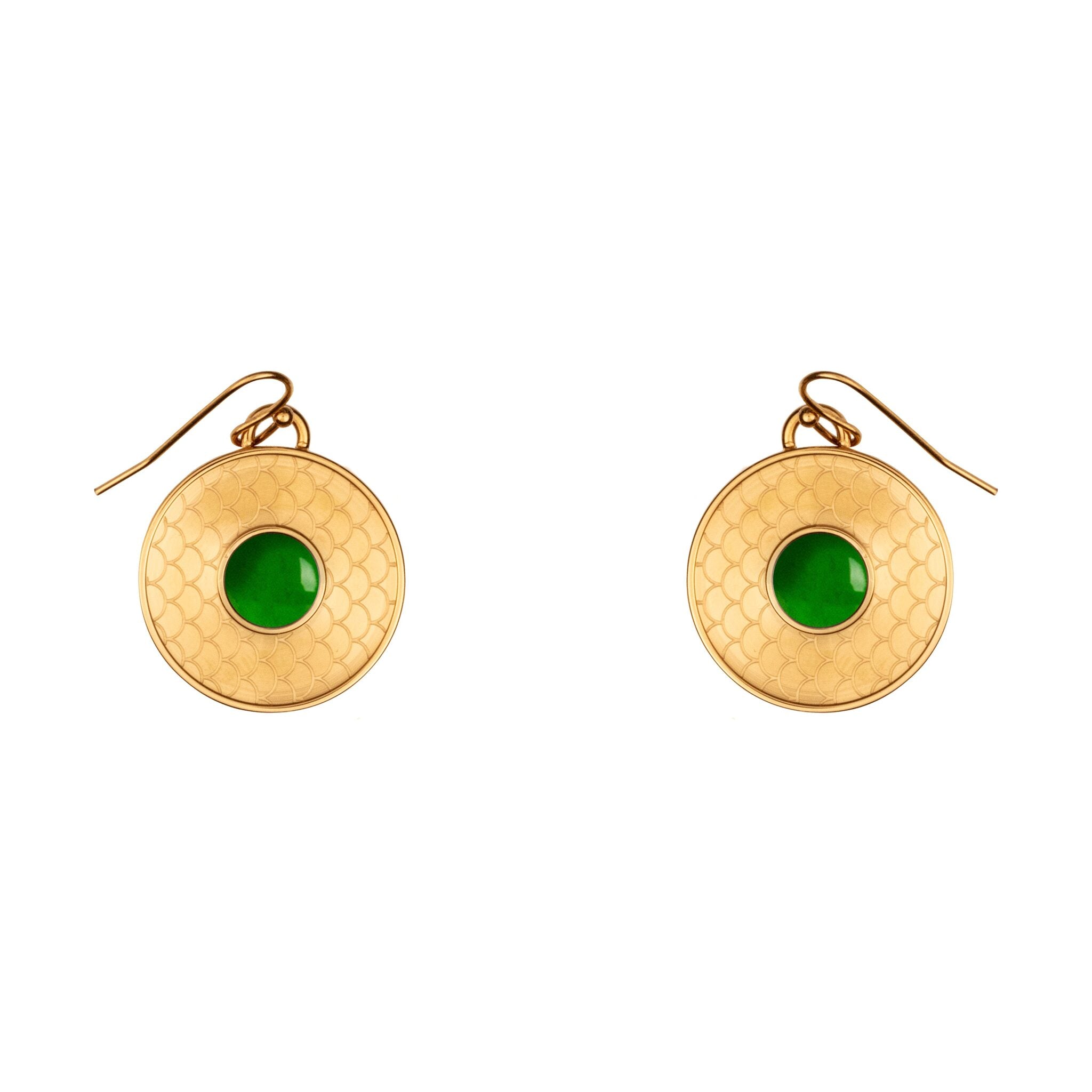 Halcyon Days Salamander Cabochon Emerald & Gold Earrings