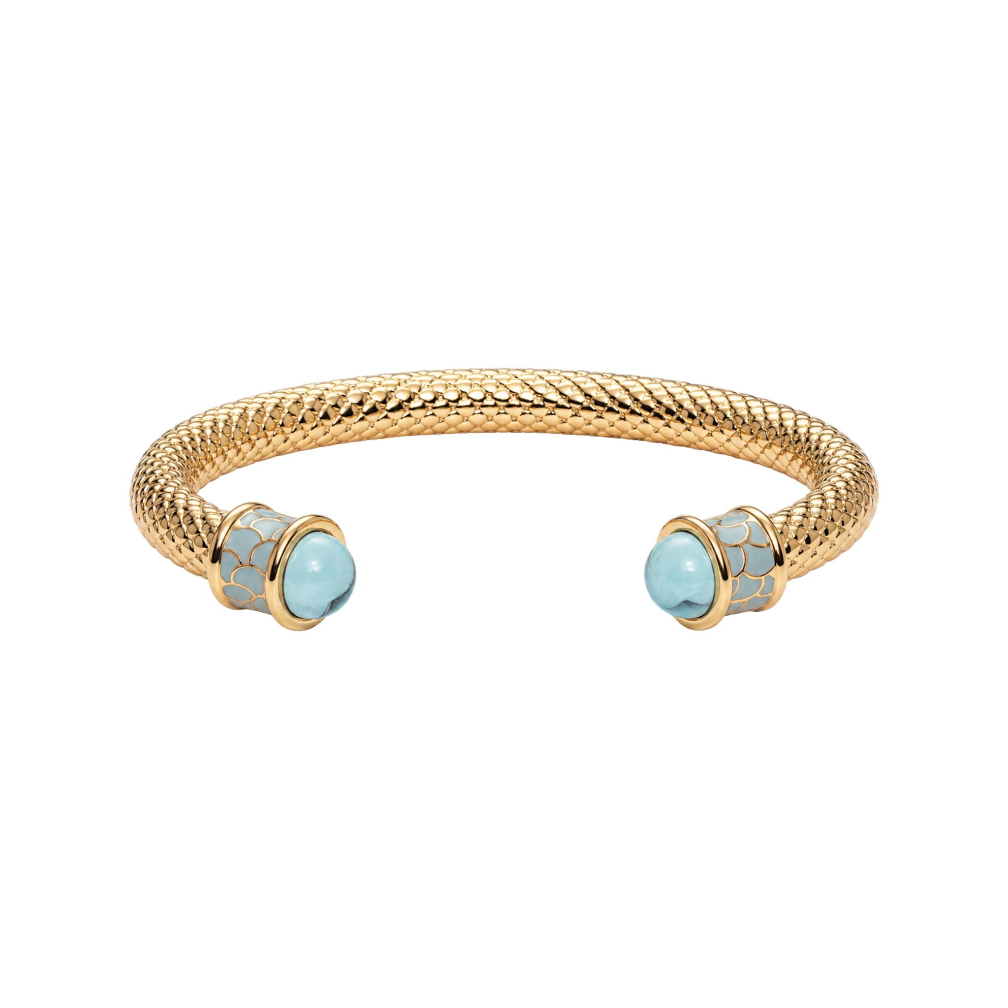 Halcyon Days Salamander Torque Bangle in Aquamarine & Gold Women's Fine Bangle Bracelet