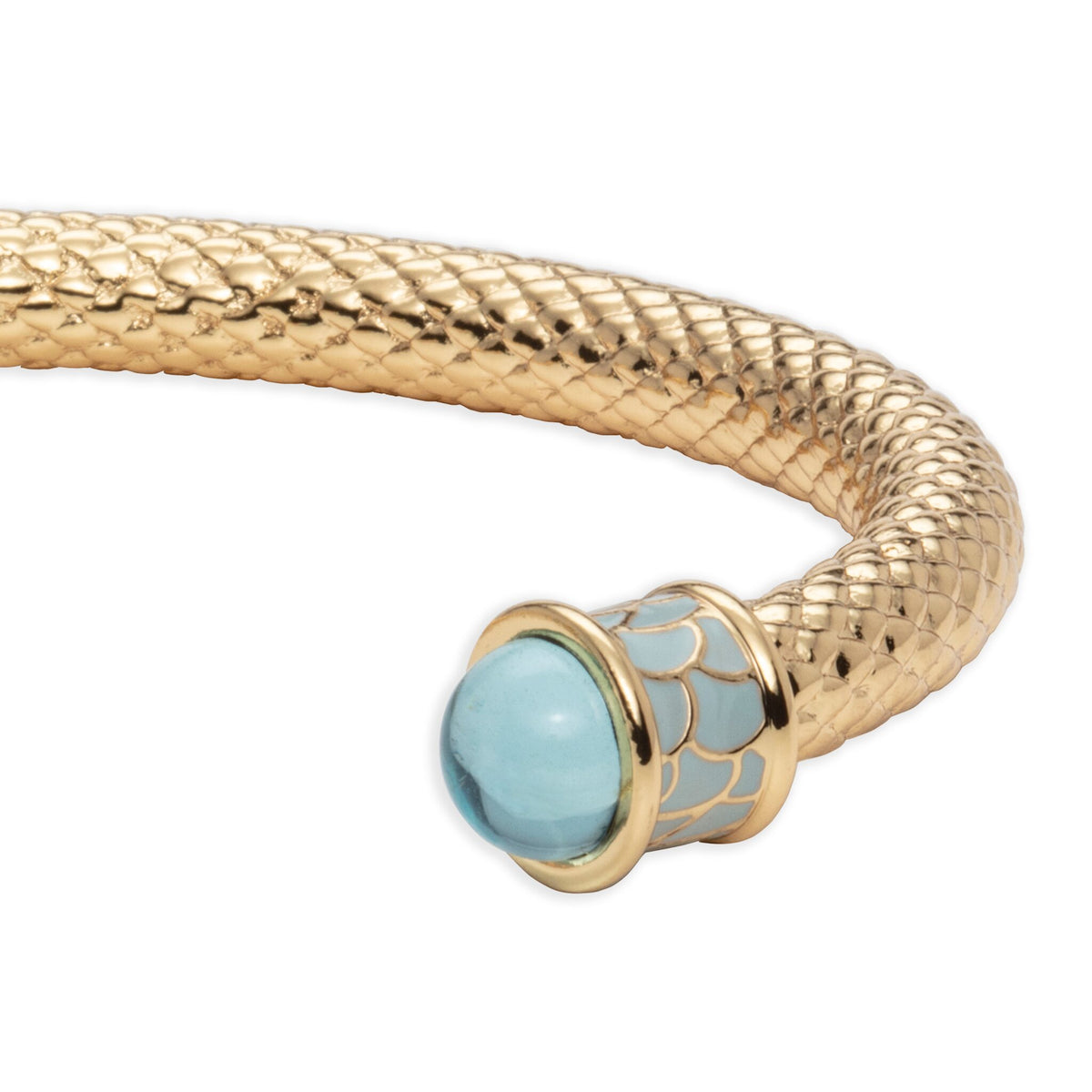 Halcyon Days Salamander Torque Bangle in Aquamarine & Gold, alternate view