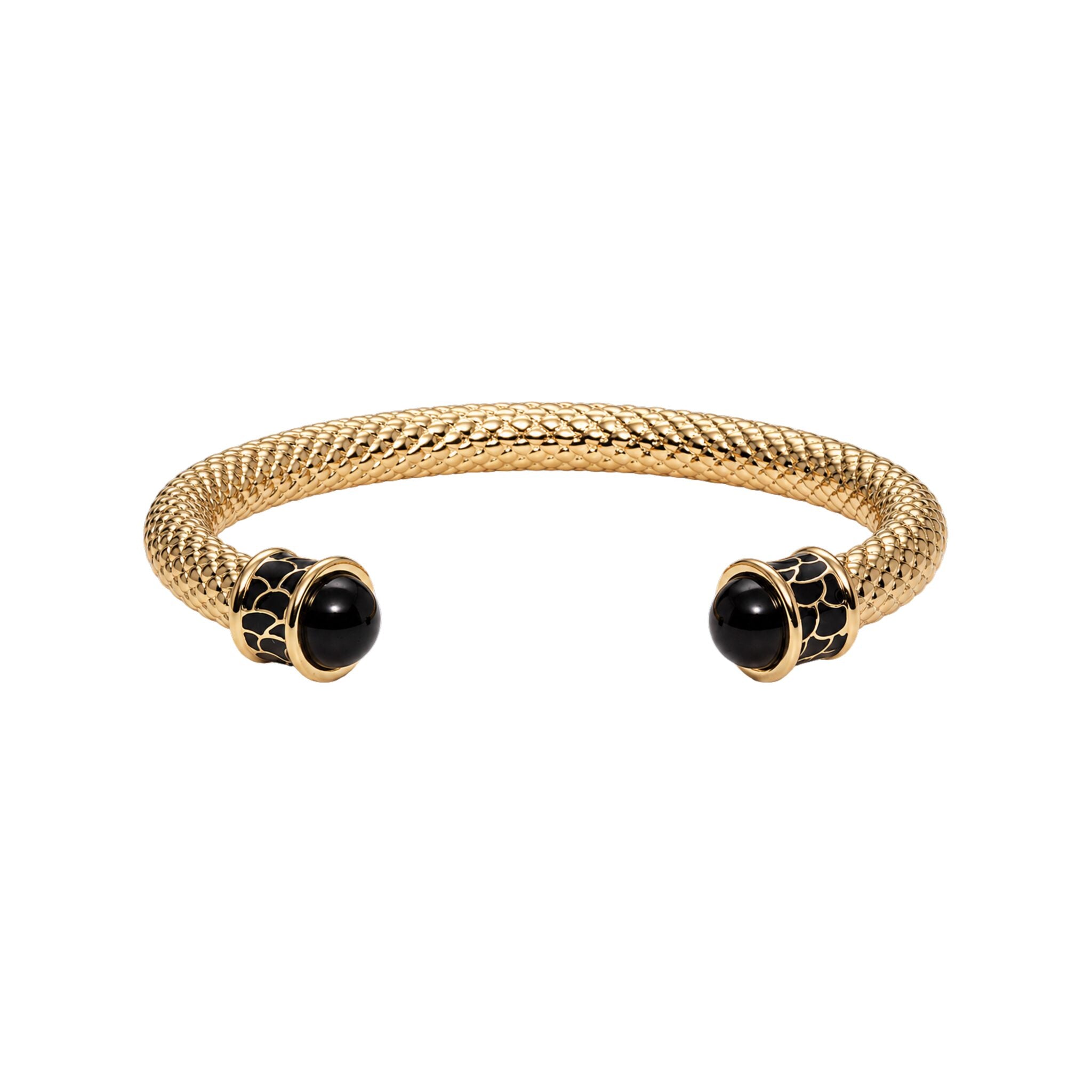 Halcyon Days Salamander Torque Bangle in Black & Gold Women's Fine Bangle Bracelet
