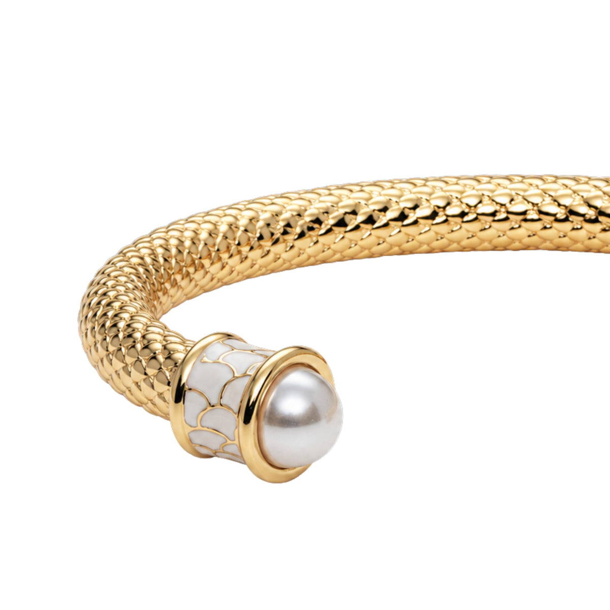 Halcyon Days Salamander Torque Bangle in Pearl & Gold Women's Fine Bangle Bracelet, alternate view