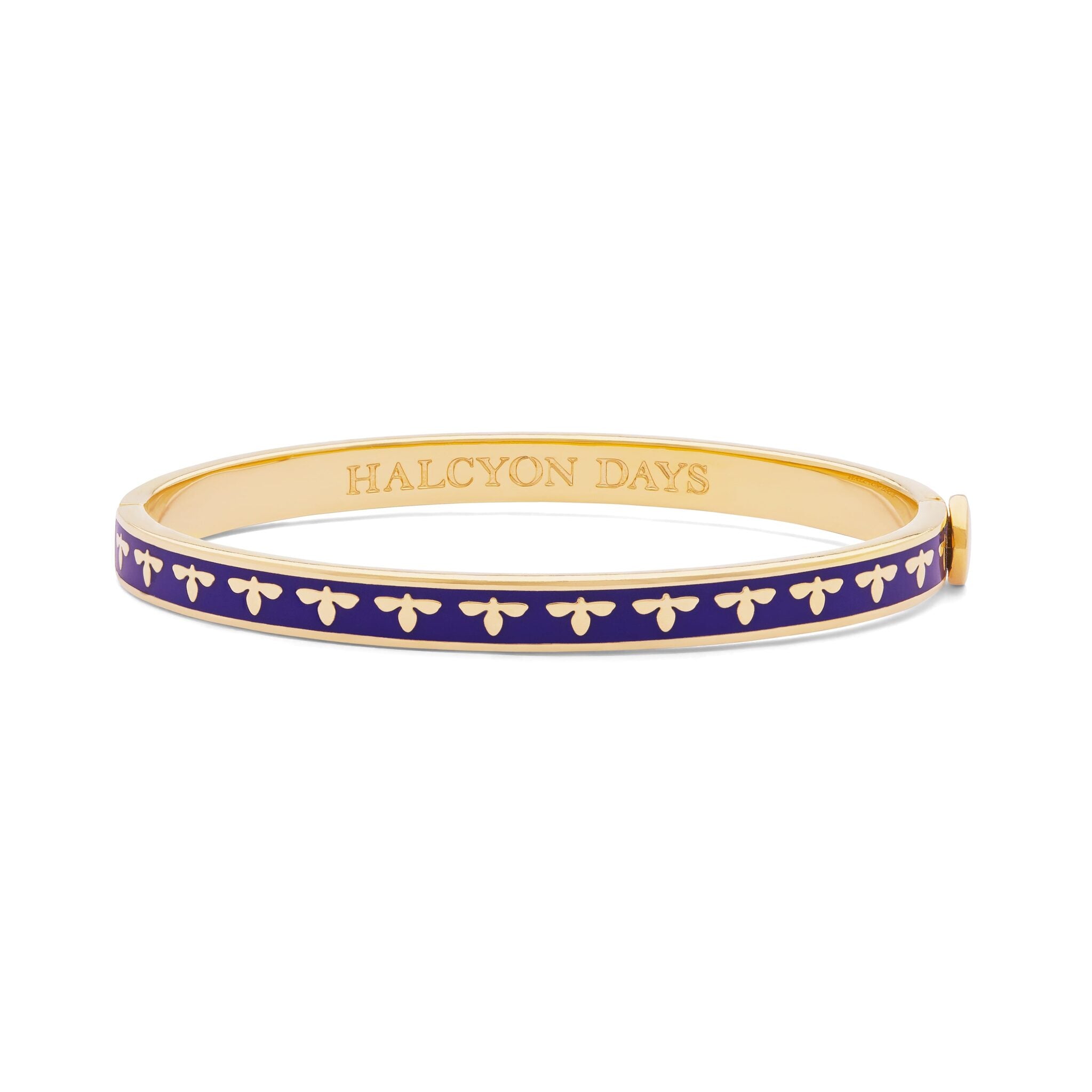 Halcyon Days Skinny Bee Cobalt & Gold Bangle Women's Fine Bangle Bracelet