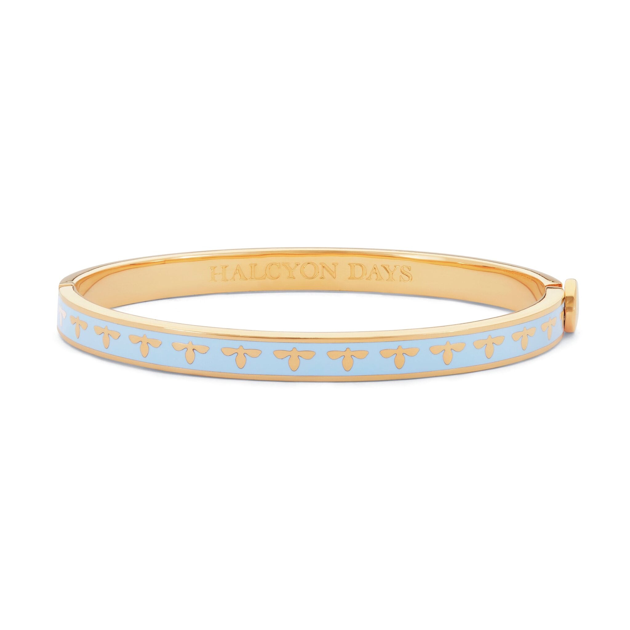 Halcyon Days Skinny Bee Forget-me-Not & Gold Bangle Women's Fine Bangle Bracelet