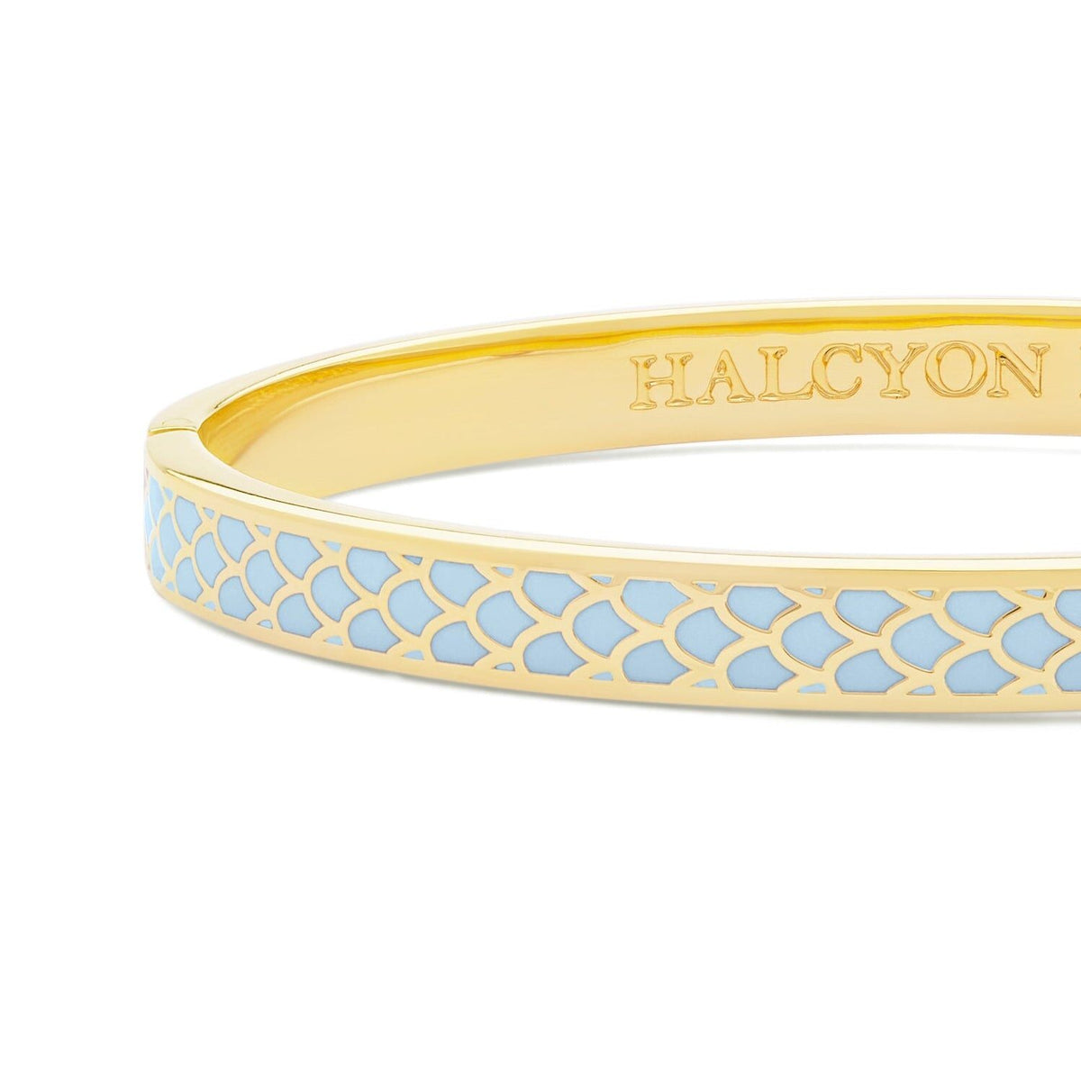 Halcyon Days Skinny Salamander Hinged Bangle in Forget-me-Not Blue & Gold, alternate view