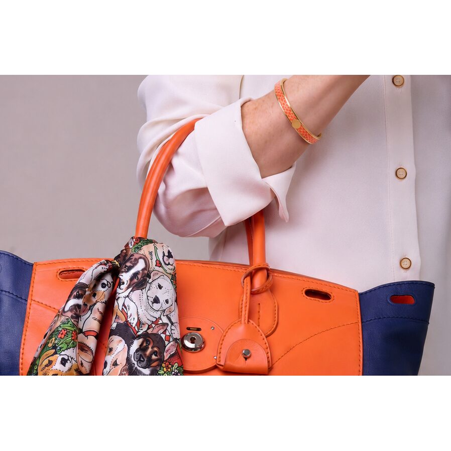 Halcyon Days Skinny Salamander Hinged Bangle in Orange & Gold, alternate view