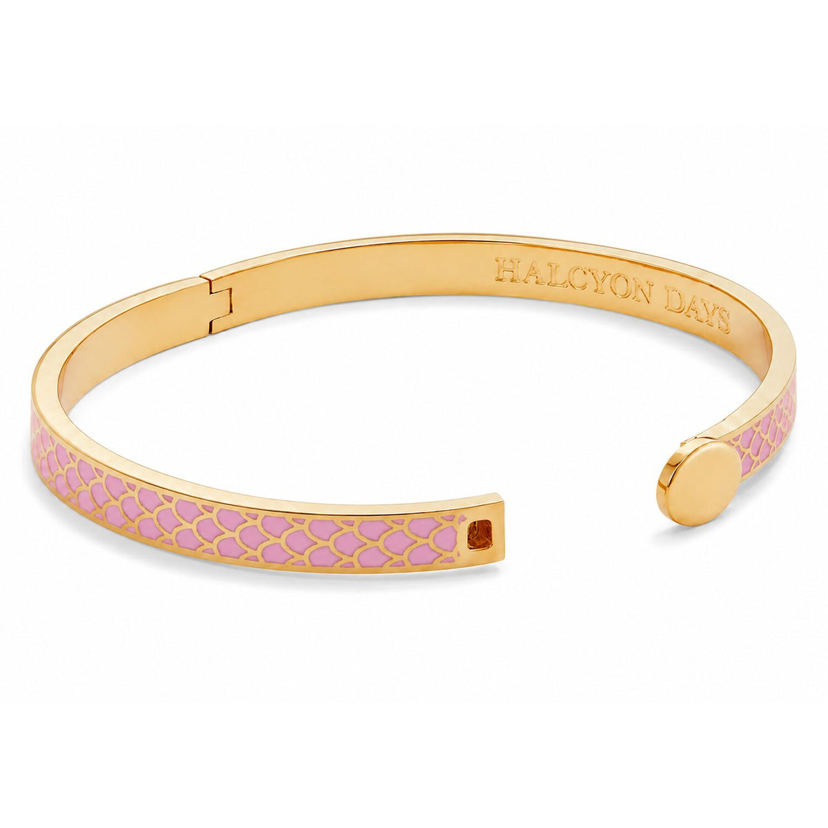 Halcyon Days Skinny Salamander Hinged Bangle in Pink & Gold, alternate view