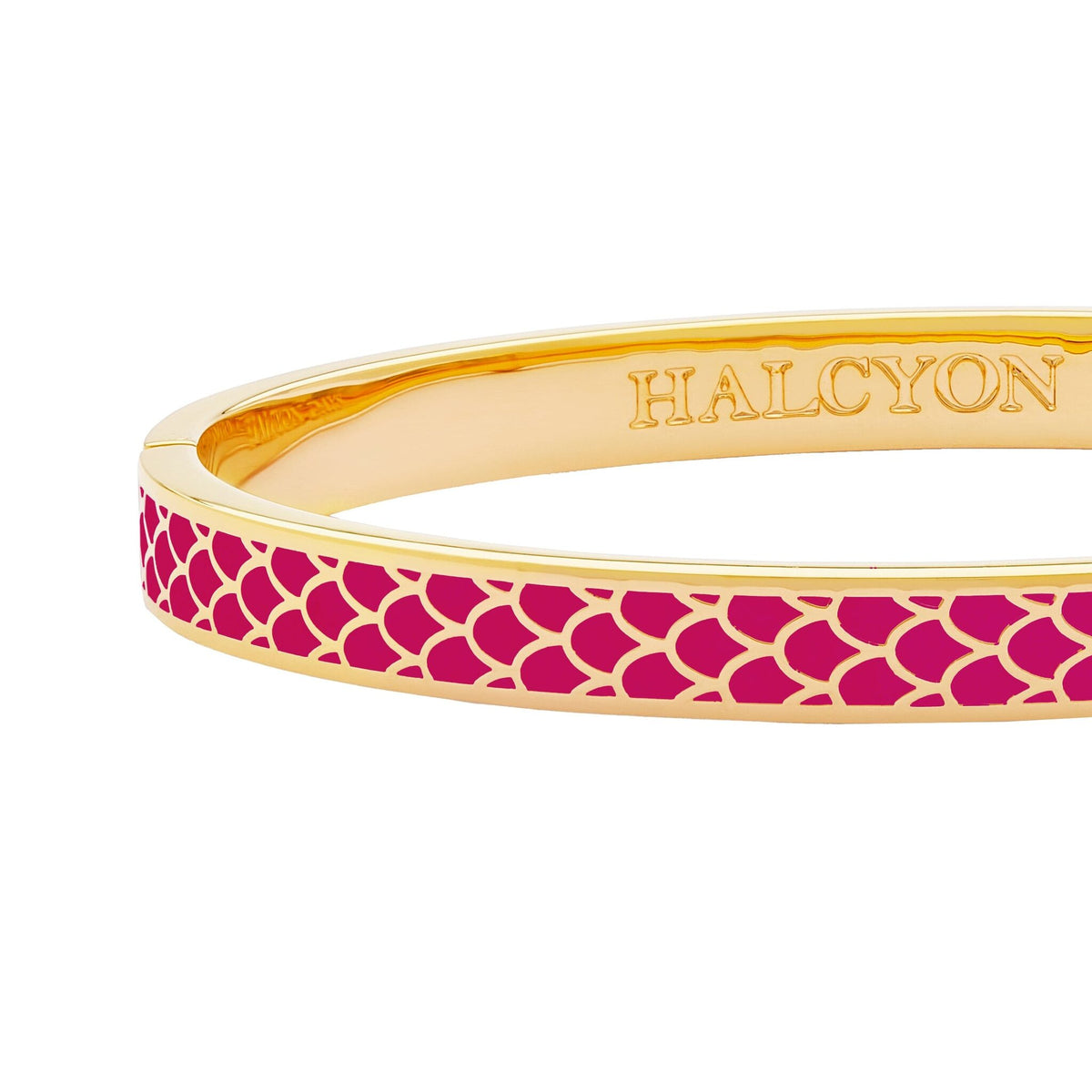 Halcyon Days Skinny Salamander Hinged Bangle in Pink Tourmaline & Gold, alternate view