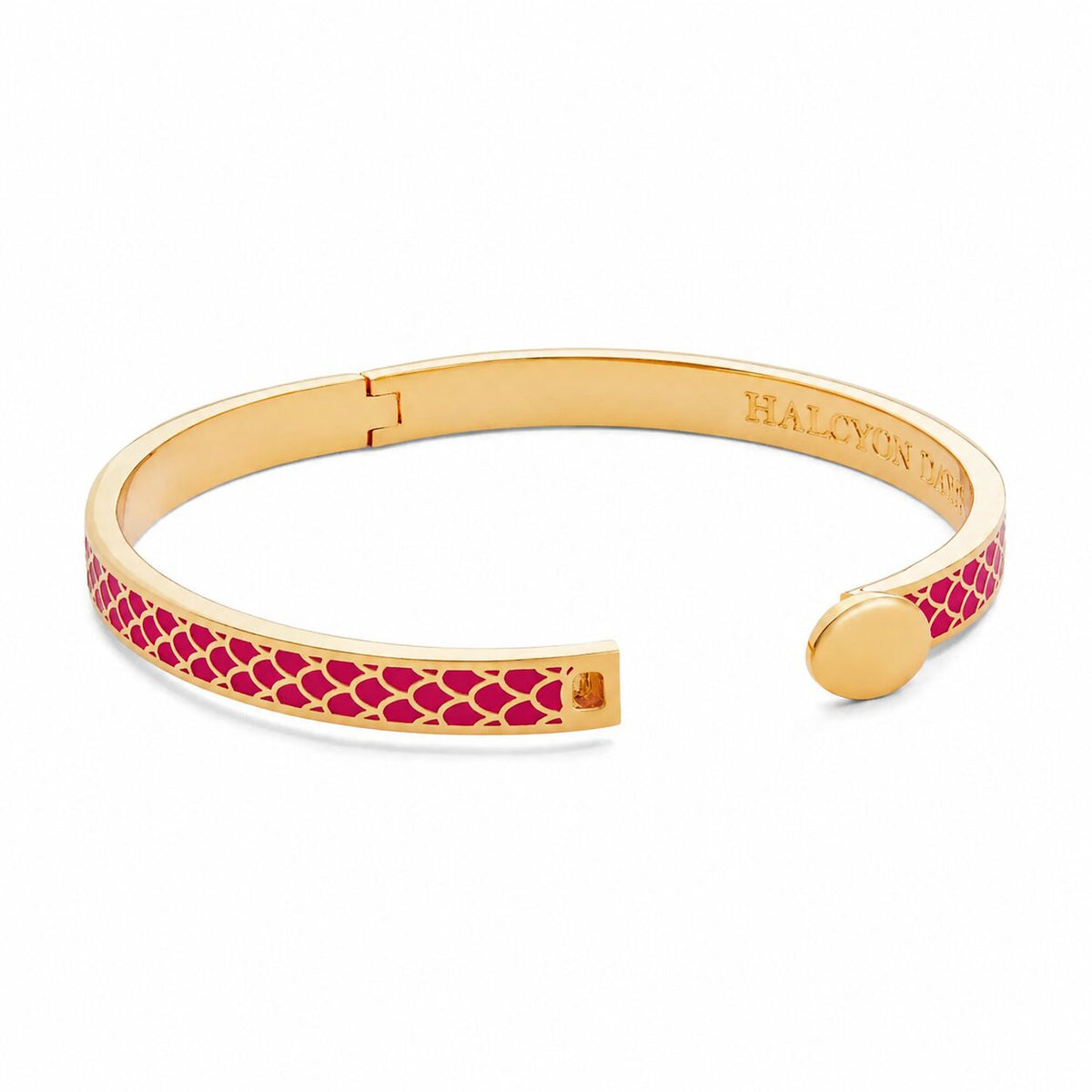 Halcyon Days Skinny Salamander Hinged Bangle in Pink Tourmaline & Gold, alternate view