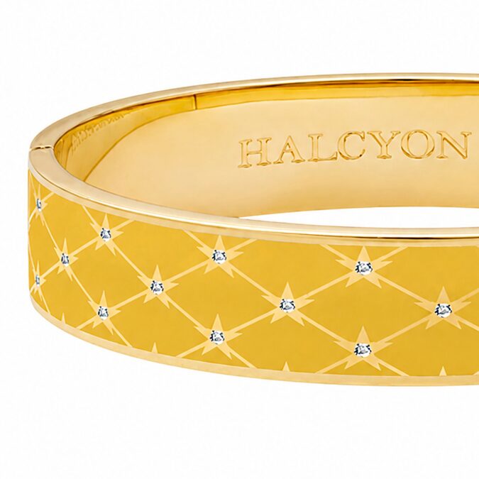 Halcyon Days Star Sparkle Trellis Hinged Bangle in Radiant Yellow & Gold, alternate view