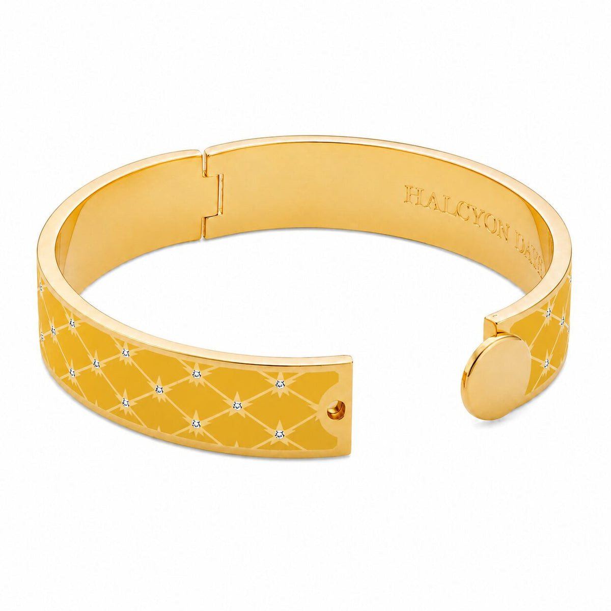 Halcyon Days Star Sparkle Trellis Hinged Bangle in Radiant Yellow & Gold, alternate view