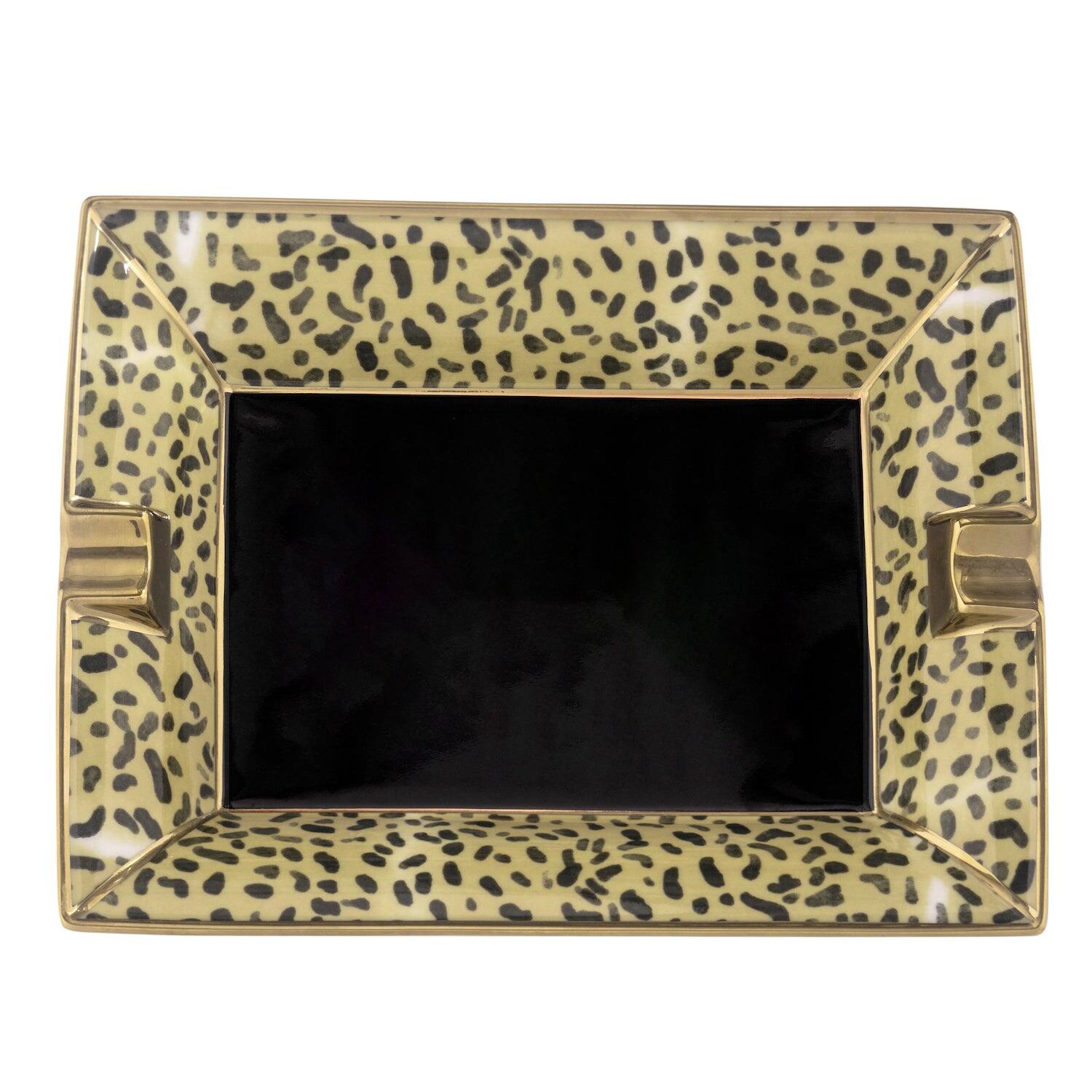 Halcyon Days Tug Rice Leopard Print - Fine Bone China Trinket Tray