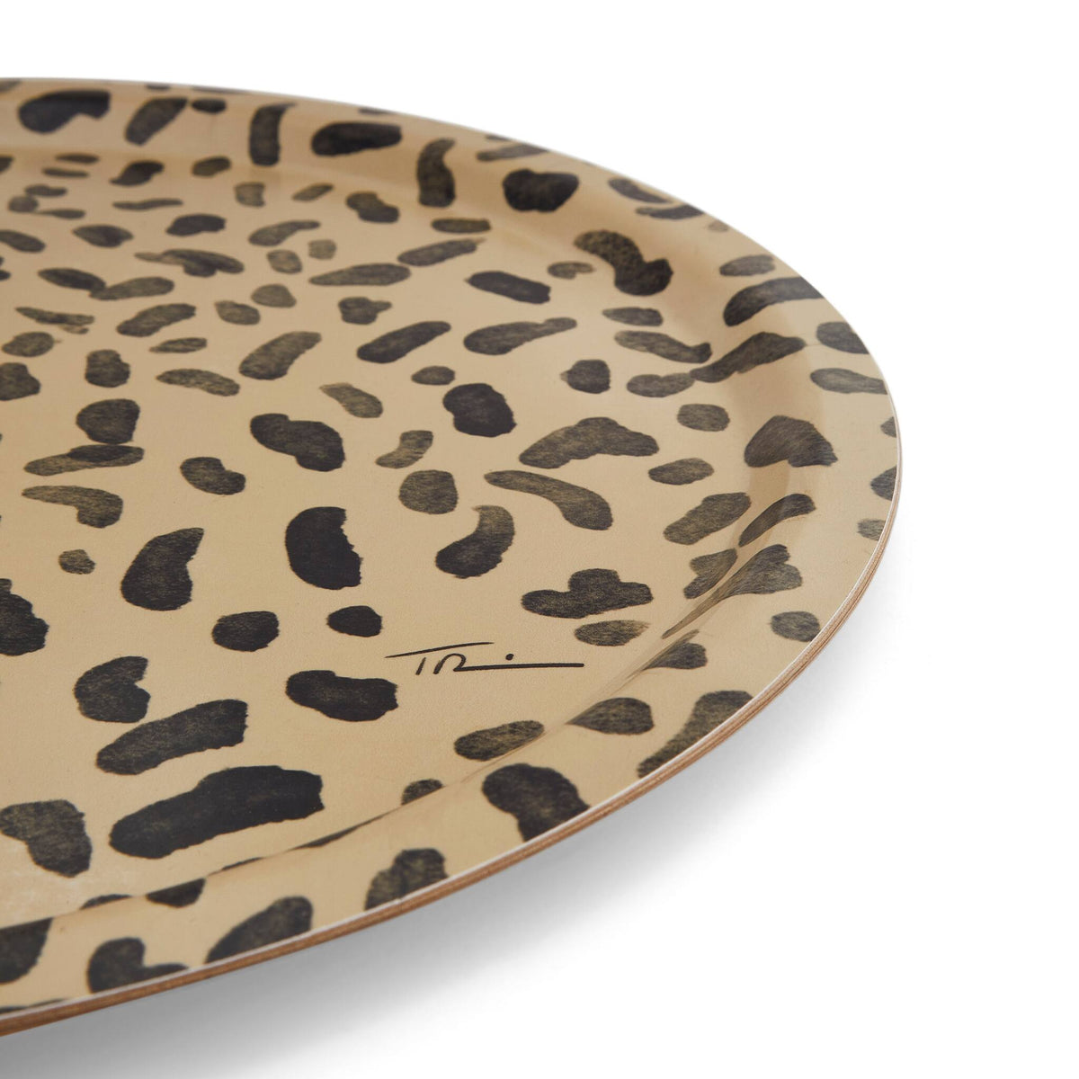 Halcyon Days Tug Rice Leopard Print - Round Birchwood Tray, alternate view