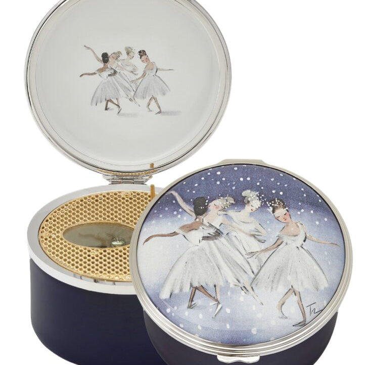 Halcyon Days Tug Rice "Waltz of the Snowflakes" - Enamel Musical Box