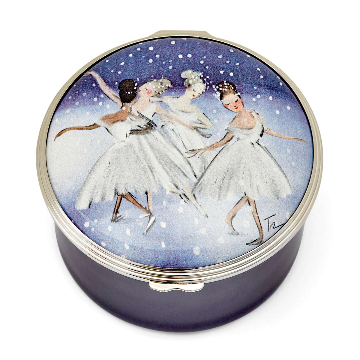 Halcyon Days Tug Rice "Waltz of the Snowflakes" - Enamel Musical Box, alternate view