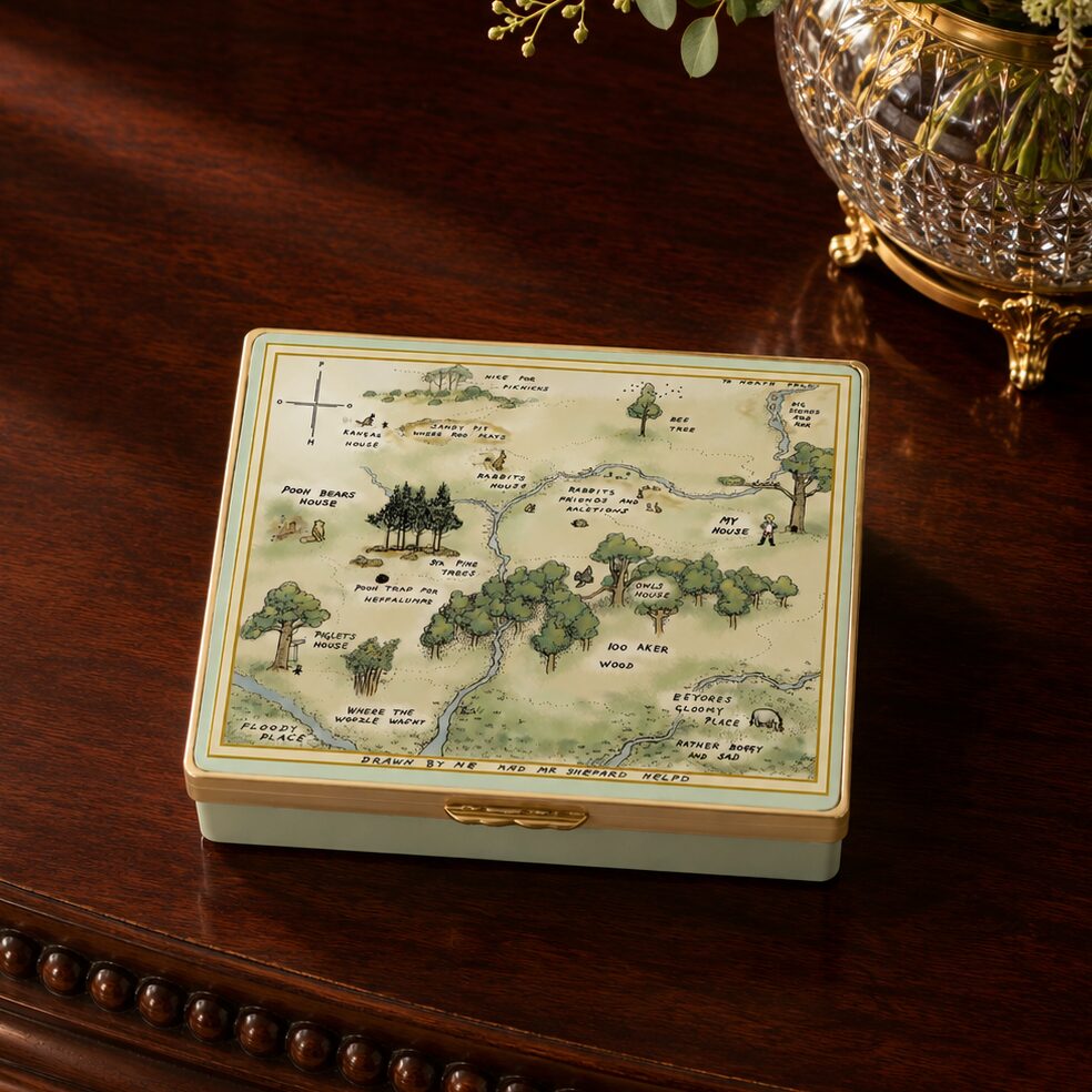 Halcyon Days Winnie-the-Pooh "Hundred Acre Wood" Enamel Box in Mint Green, view 3