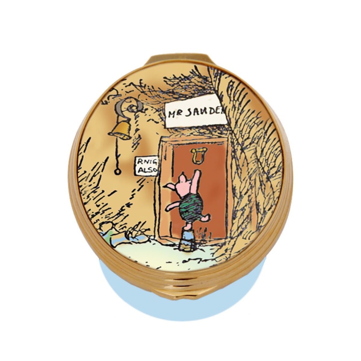Halcyon Days Winnie-the-Pooh "More Friendly with Two" Enamel Box in Winter Blue
