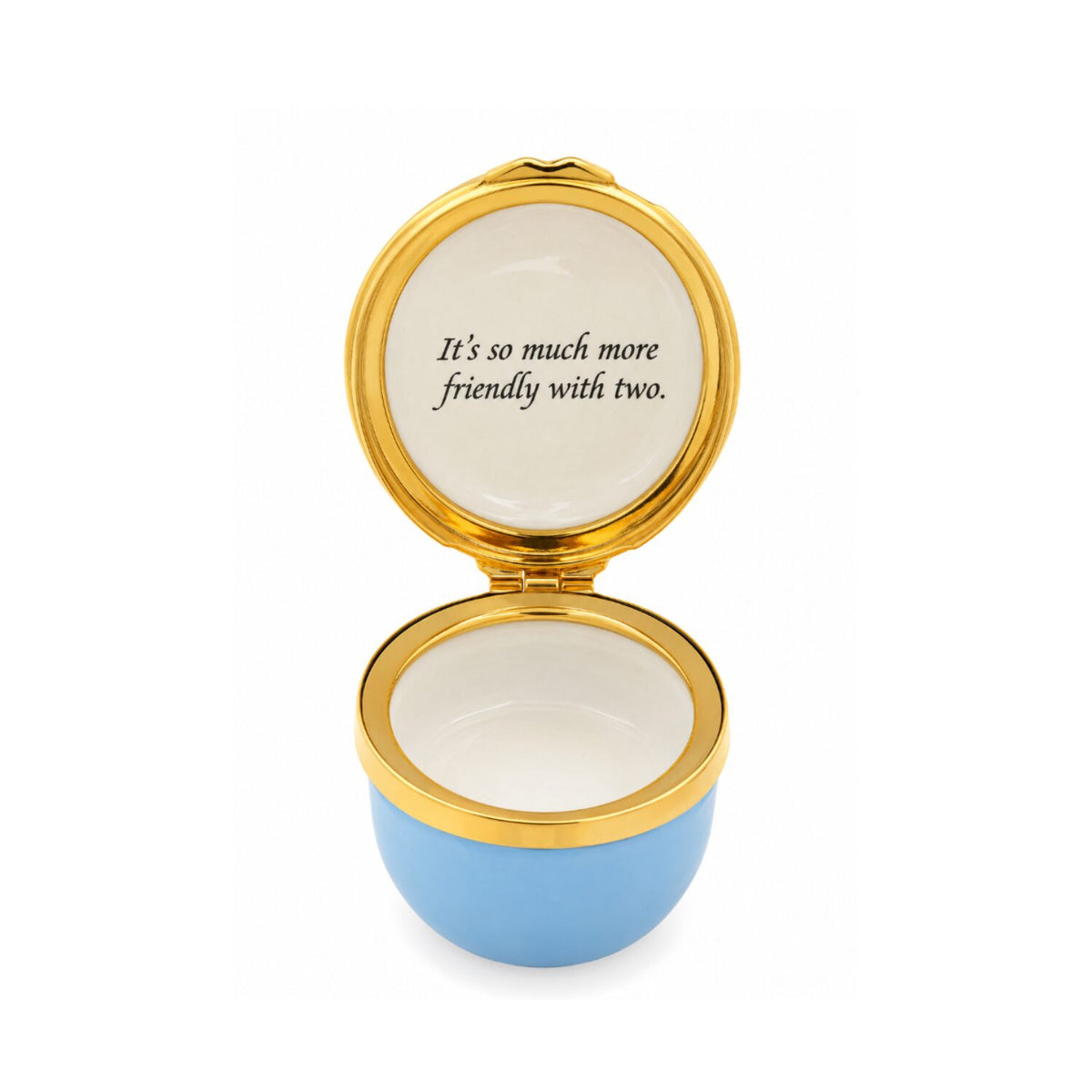 Halcyon Days Winnie-the-Pooh "More Friendly with Two" Enamel Box in Winter Blue, view 2