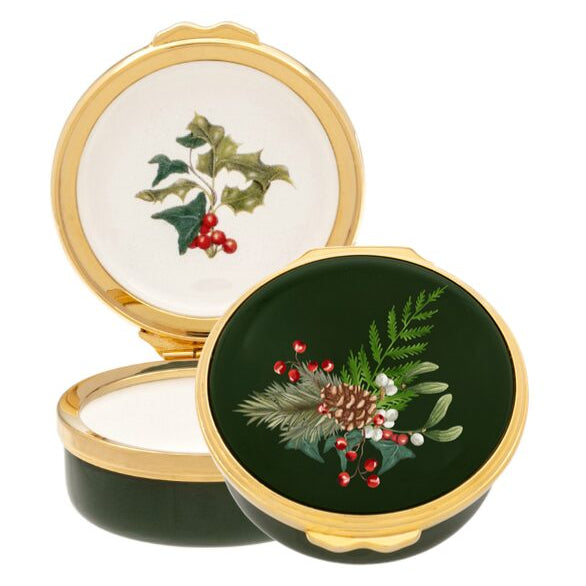 Halcyon Days Woodland Wildlife Christmas Foliage Enamel Box