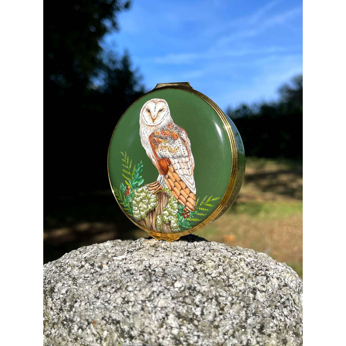 Halcyon Days Woodland Wildlife Owl Enamel Box, alternate view
