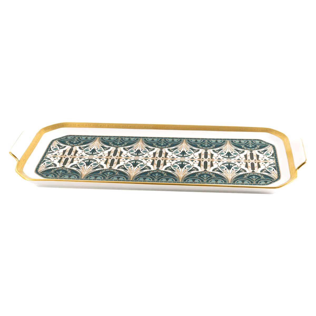 Haviland Rêves Du Nil Green Gold Rectangular Cake Platter, alternate view