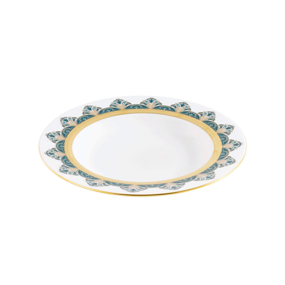 Haviland Rêves Du Nil Green Gold Rim Soup Plate Soup Plates & Rimmed Soup Bowl, alternate view
