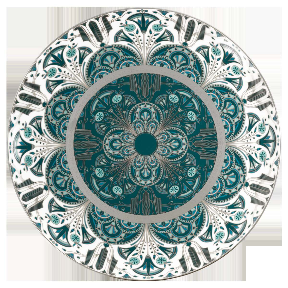 Haviland Rêves Du Nil Green Platinum Round Tart Platter