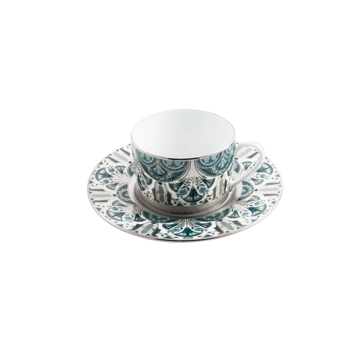 Haviland Rêves Du Nil Green Platinum Teacup and Saucer Cup & Saucer Set, alternate view