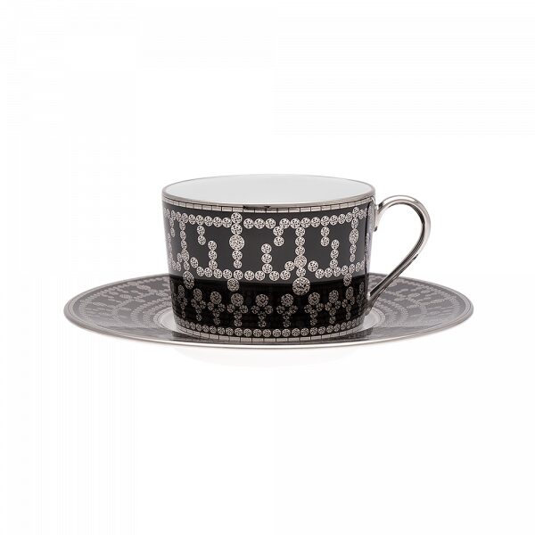 Haviland Tiara Black Platinum Teacup and Saucer Cup & Saucer Set, alternate view