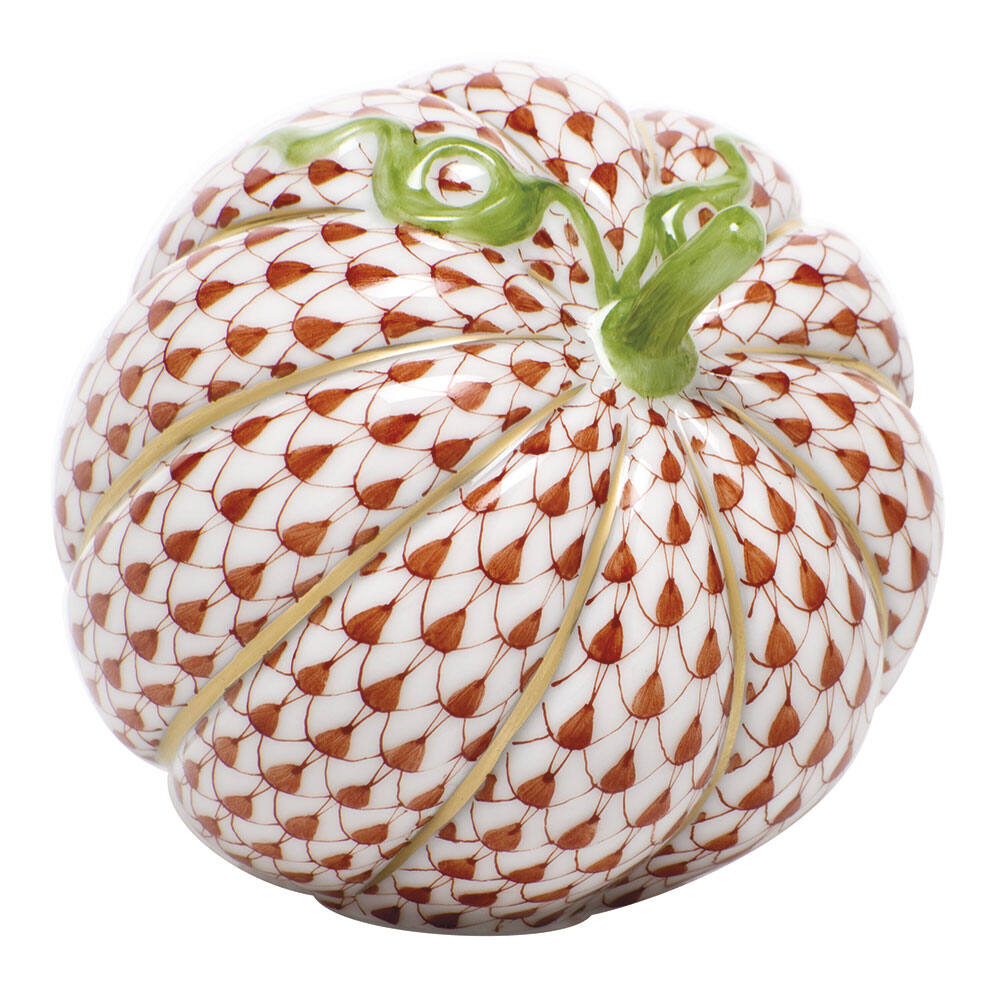 Hand-painted Herend Acorn Squash Figurine in fine porcelain, 2.25in L X 2.25in H, on a white background