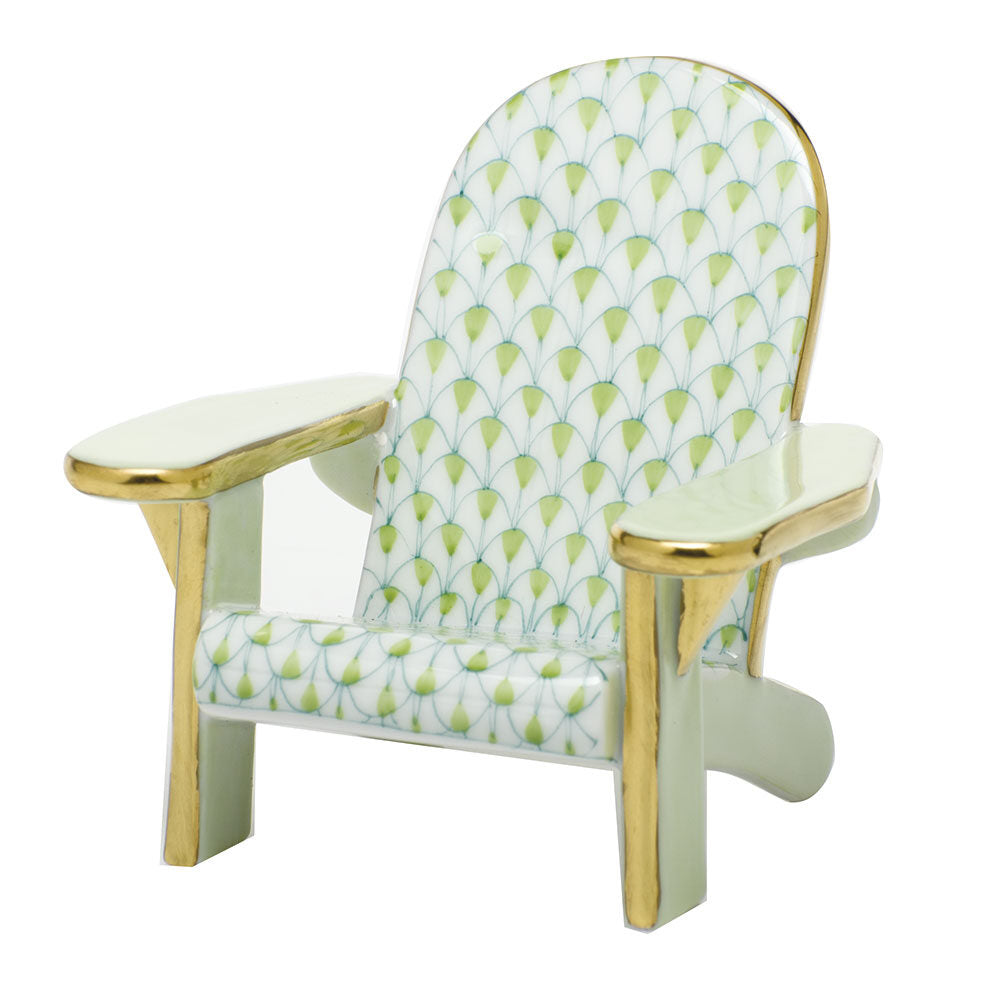 Herend Adirondack Chair Figurine porcelain figurine painted in the Key Lime fishnet pattern