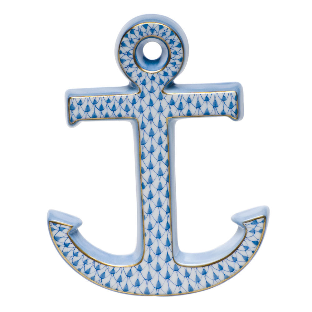 Hand-painted Herend Anchor Paperweight in fine porcelain, 3.5in L X 4.5in W, on a white background