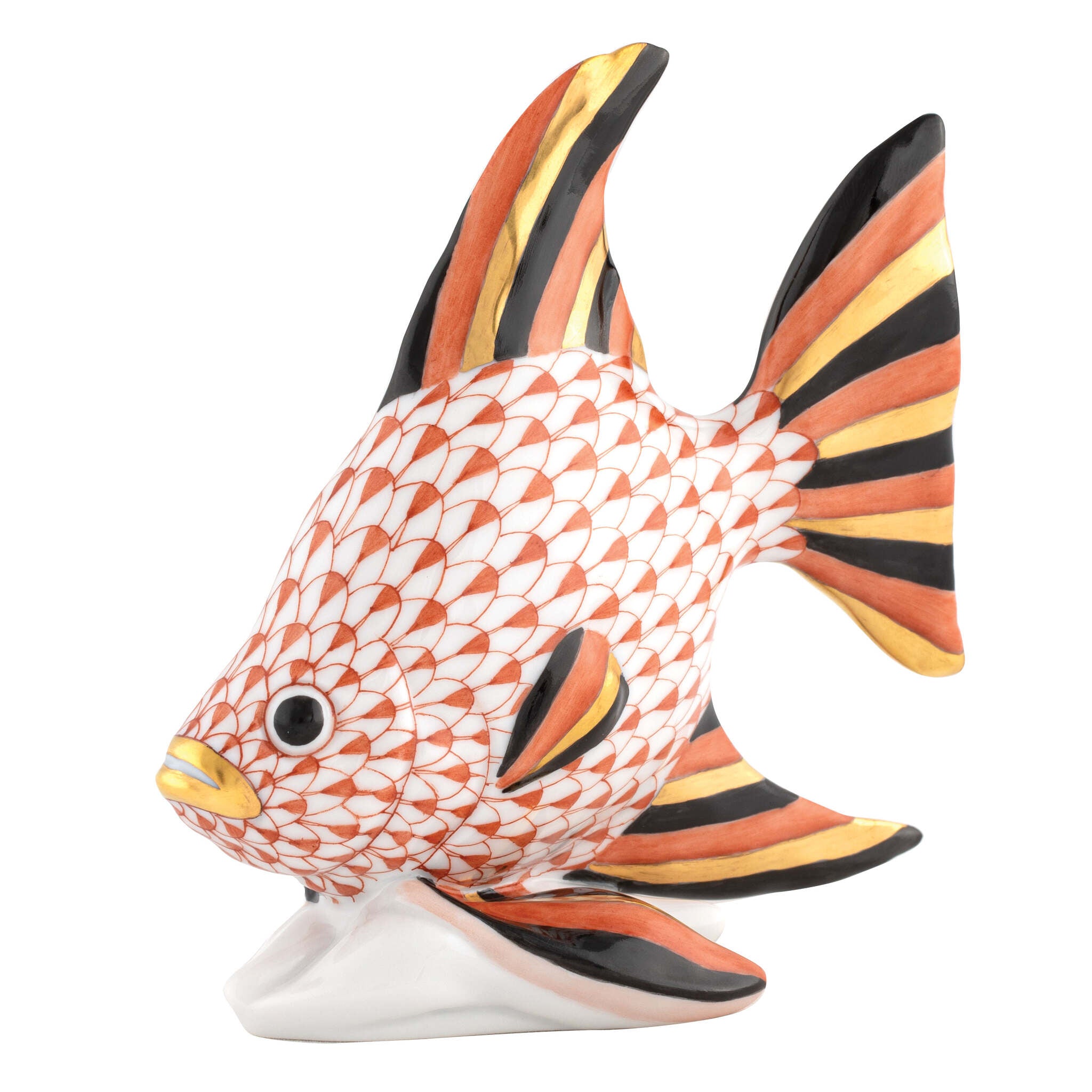Angel Fish Figurine in hand-painted Rust porcelain by Herend of Hungary