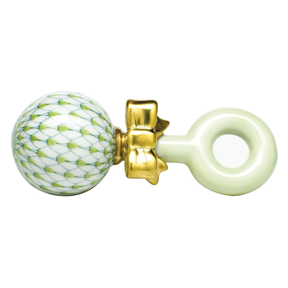 Baby Rattle Figurine in hand-painted Key Lime porcelain by Herend of Hungary