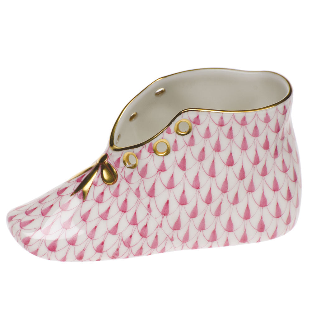 Baby Shoe Baby Keepsake in hand-painted Raspberry porcelain by Herend of Hungary