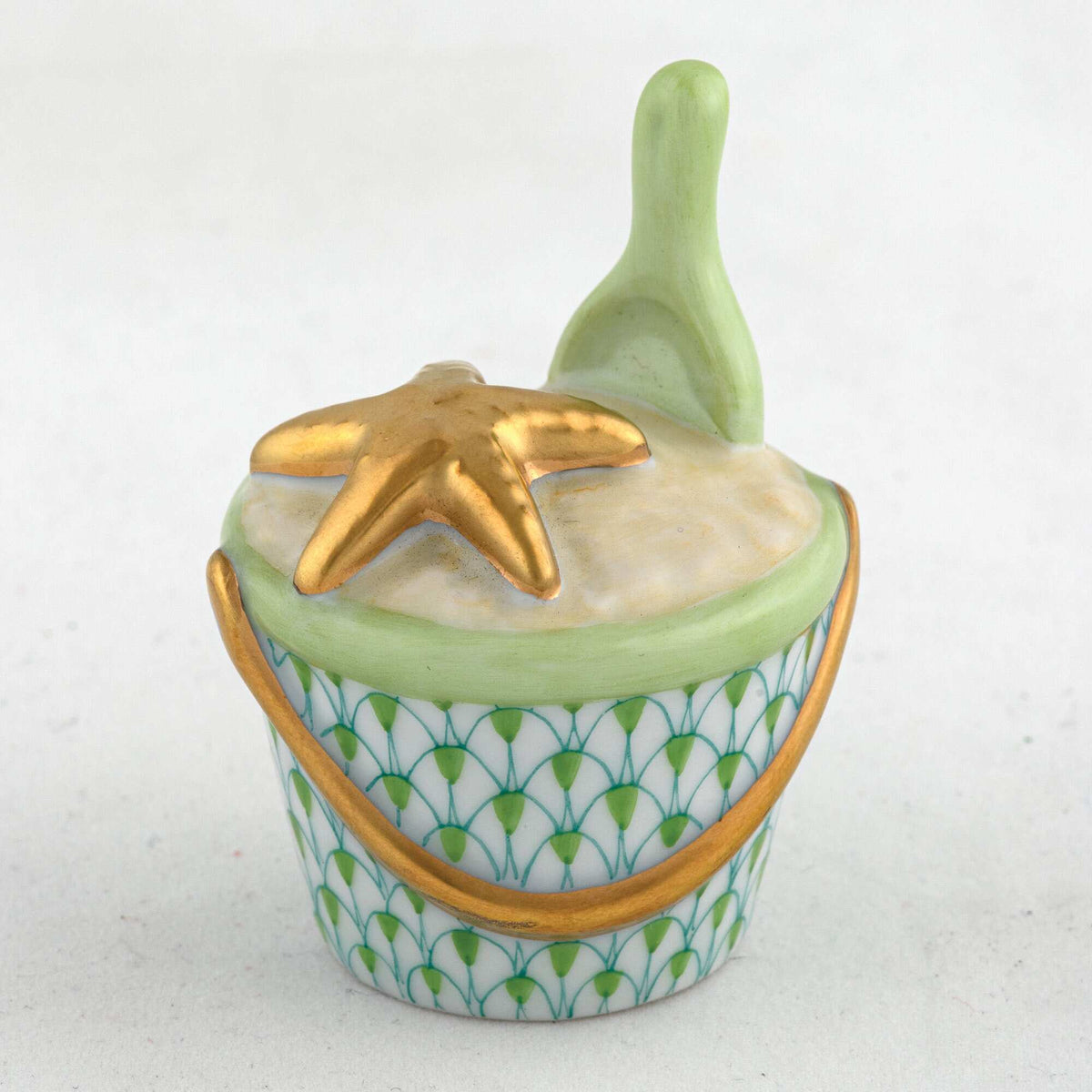 Herend Beach Bucket Figurine – Key Lime, alternate view