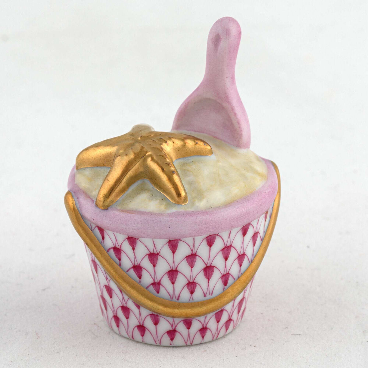 Herend Beach Bucket Figurine – Raspberry, alternate view