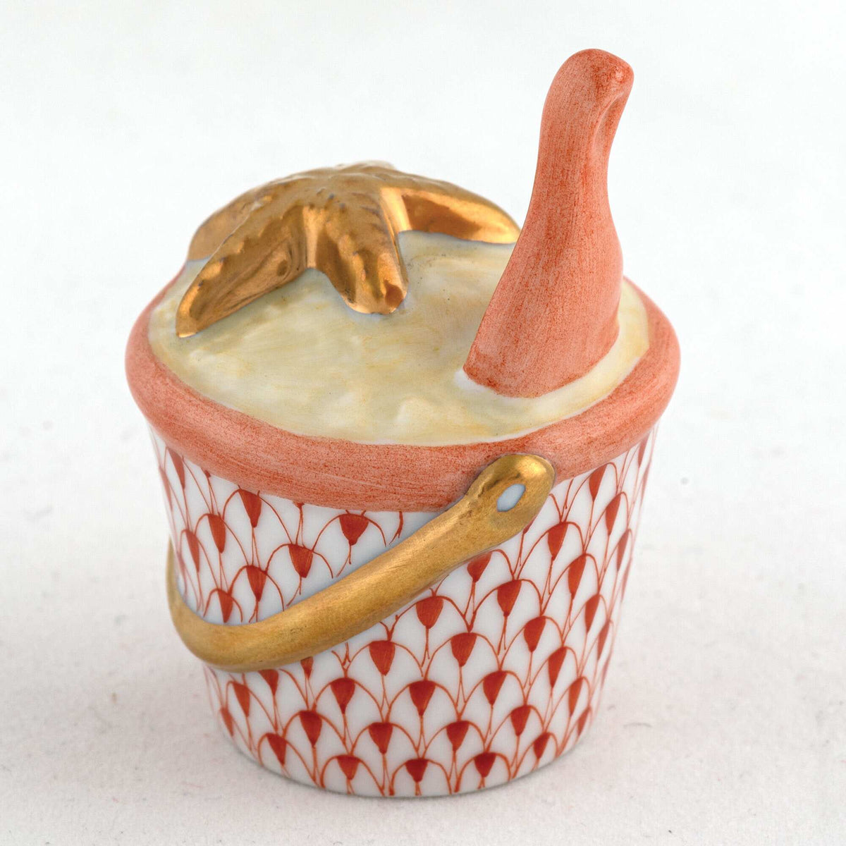 Herend Beach Bucket Figurine – Rust, alternate view
