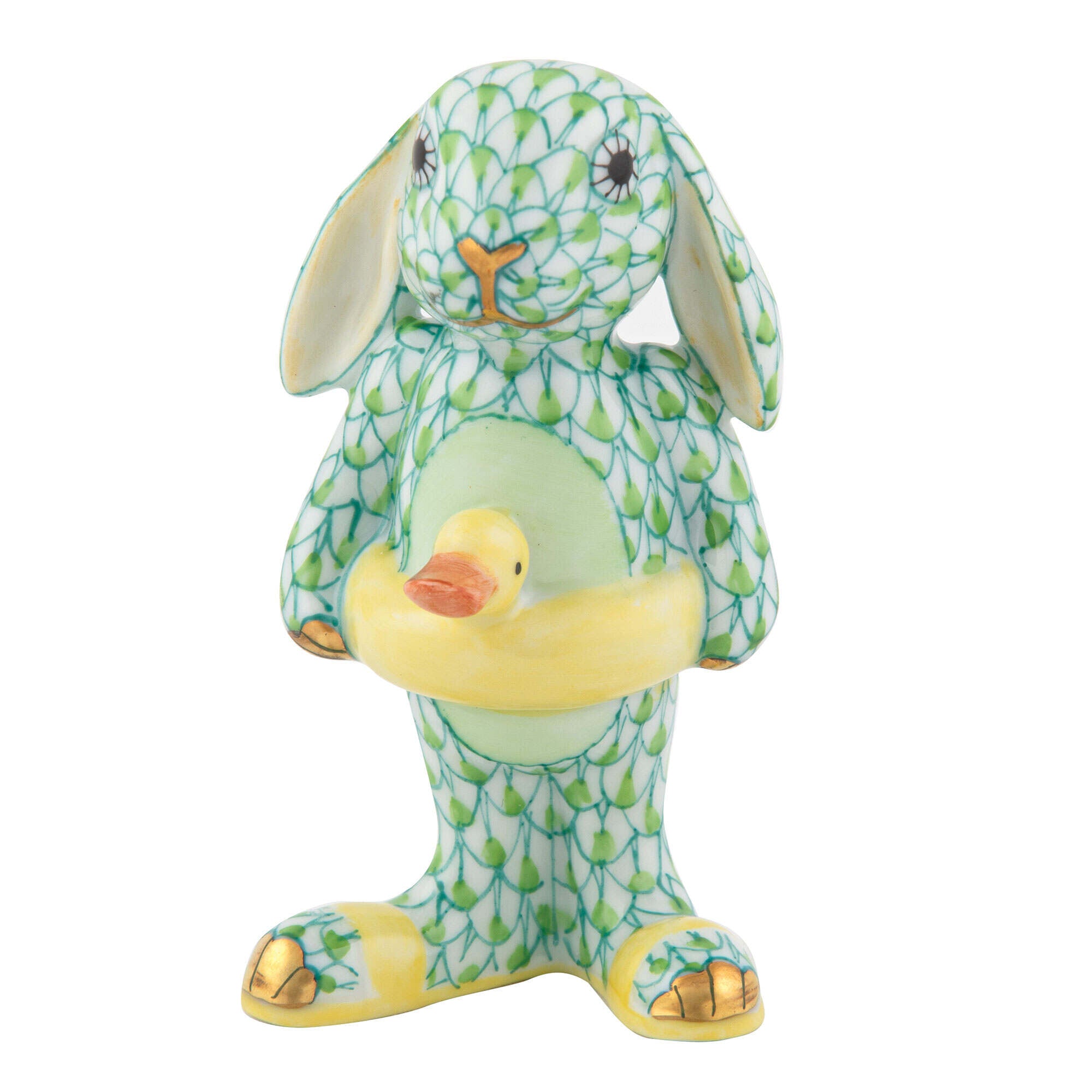 Beach Bunny Figurine in hand-painted Key Lime porcelain by Herend of Hungary