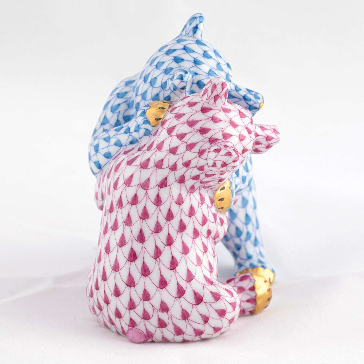 Herend Bear Hug Figurine – Blue-Raspberry, alternate view