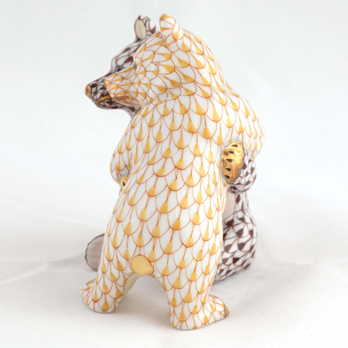 Herend Bear Hug Figurine – Butterscotch-Chocolate, alternate view