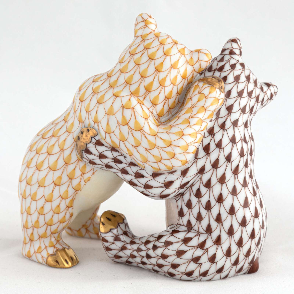 Herend Bear Hug Figurine – Butterscotch-Chocolate, alternate view