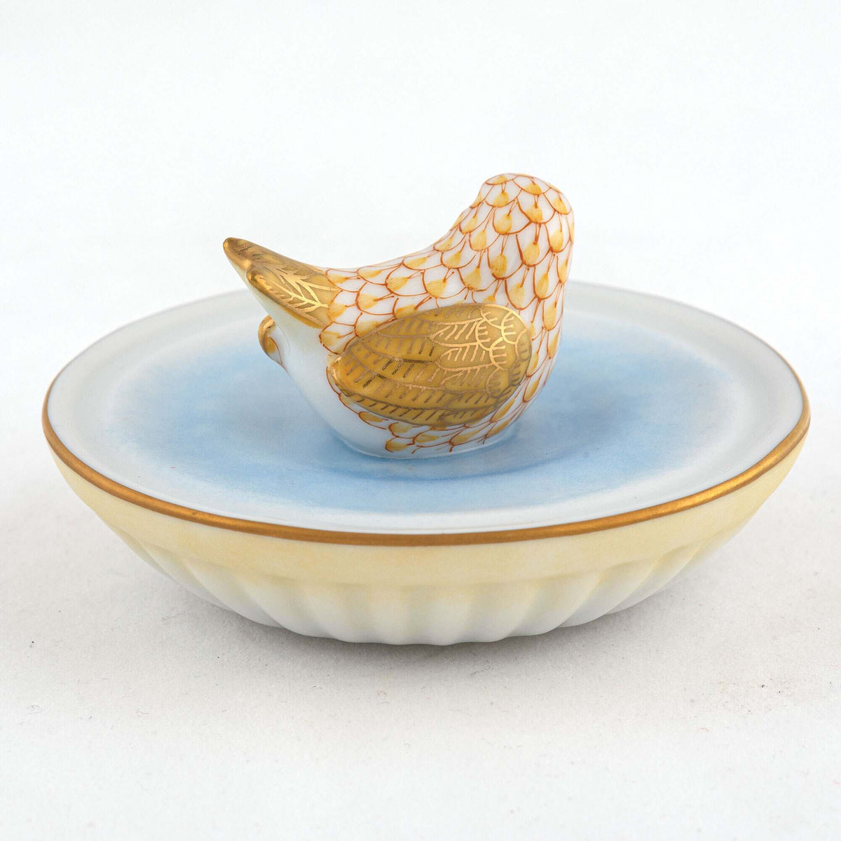 Herend Bird in Bird Bath Figurine – Butterscotch, alternate view